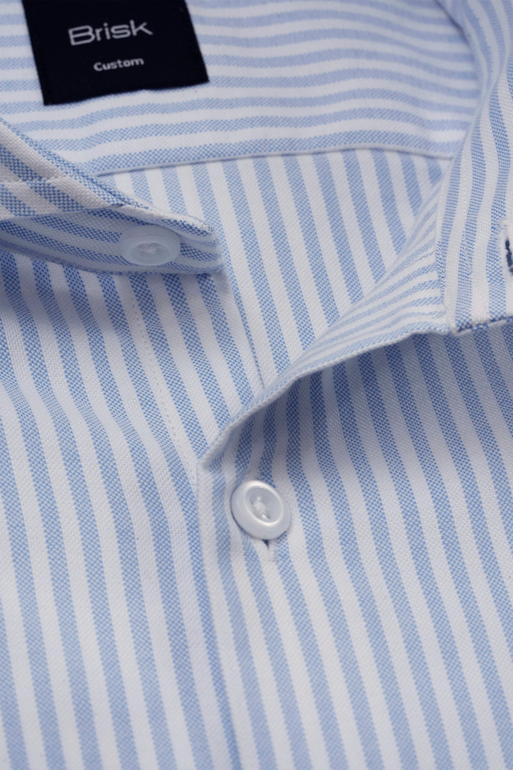 Sky Blue Striped Oxford Two-Ply Shirt - Image 3