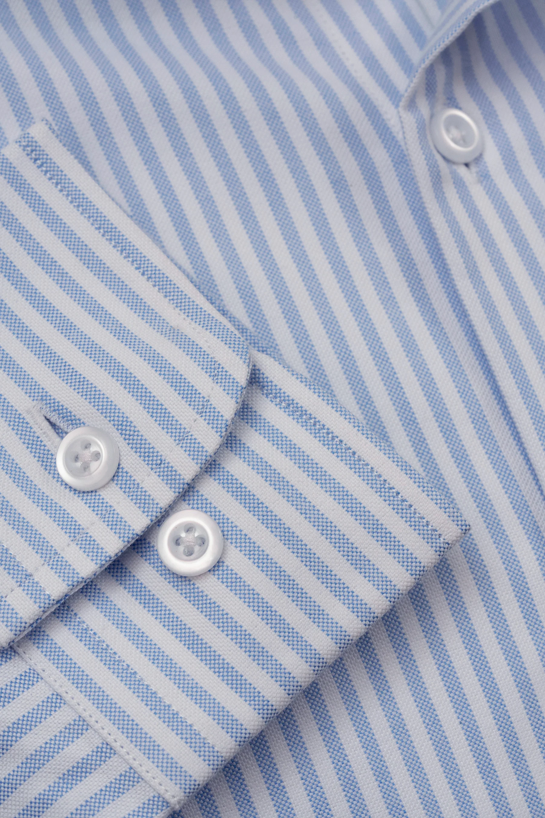 Sky Blue Striped Oxford Two-Ply Shirt - Image 4