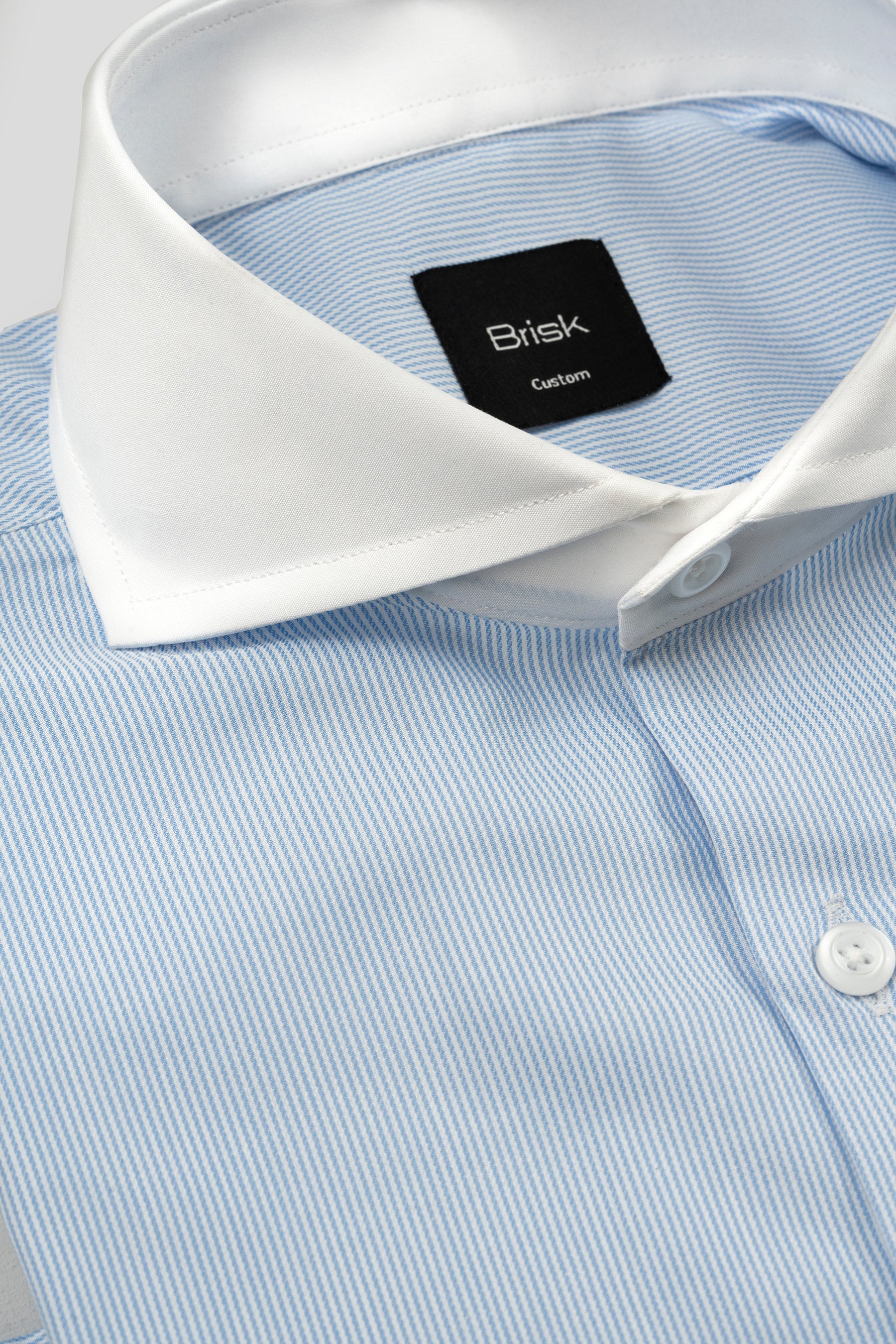 Sky Blue Twill Pencil Striped Shirt - Image 2