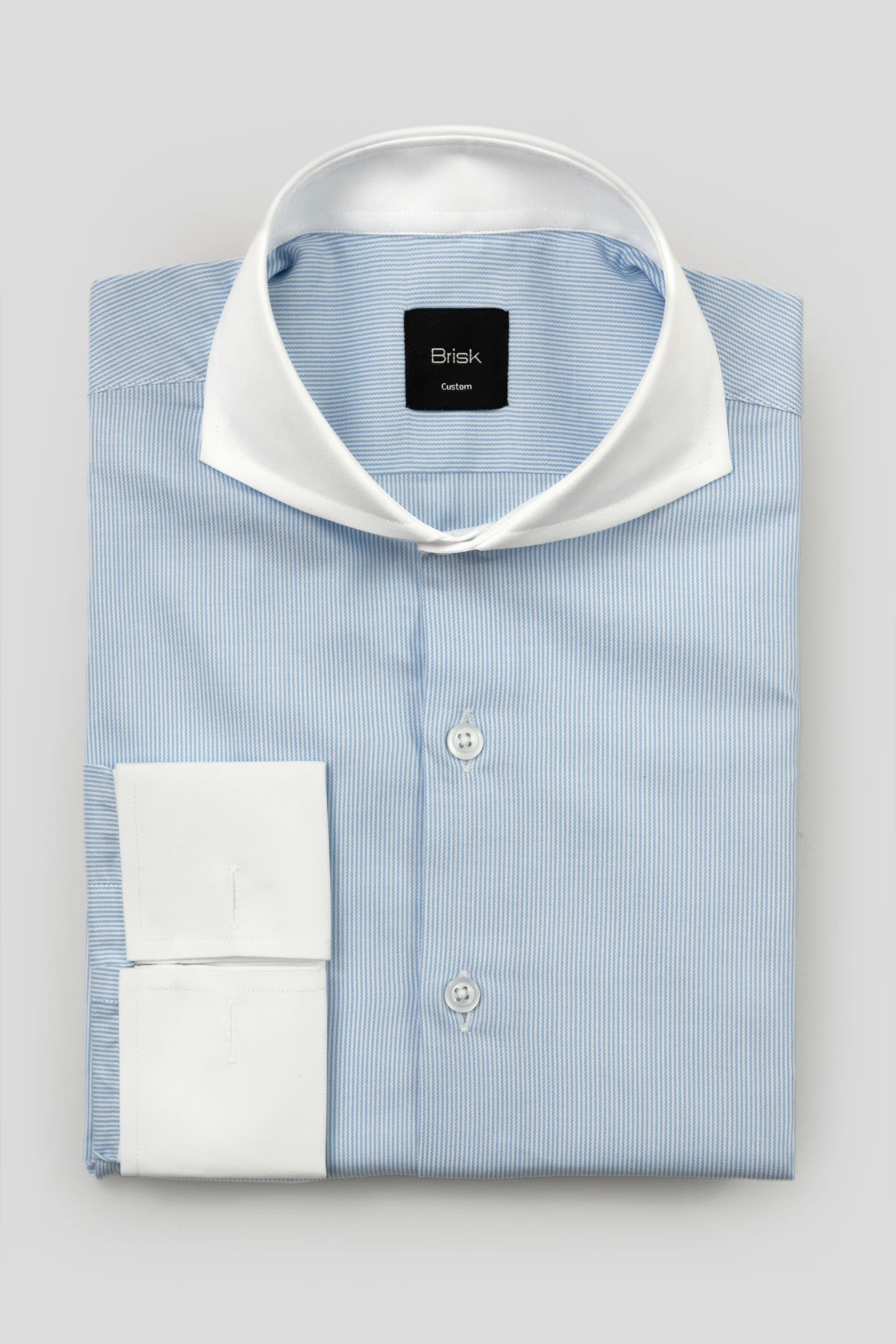 Sky Blue Twill Pencil Striped Shirt - Image 3