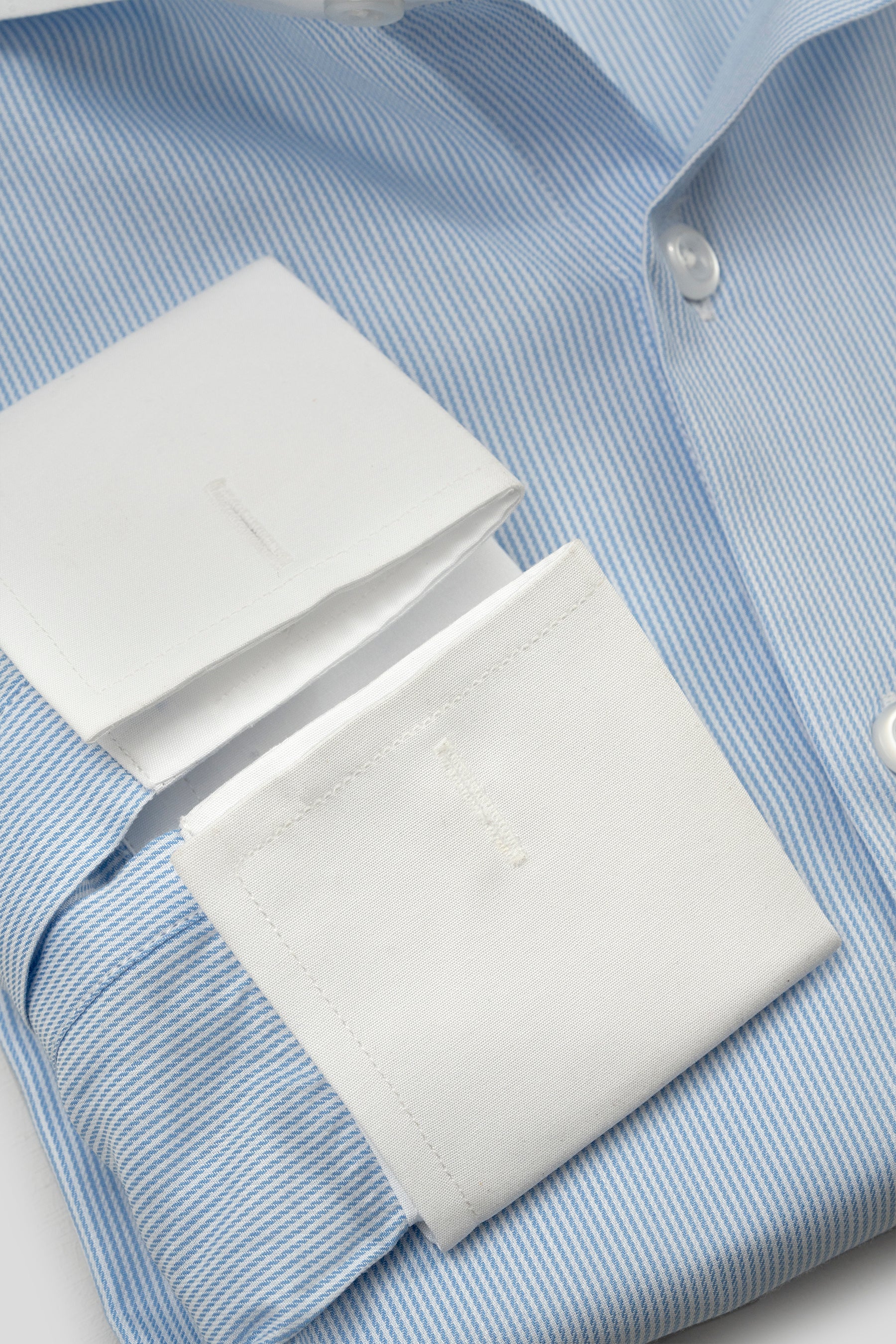 Sky Blue Twill Pencil Striped Shirt - Image 5