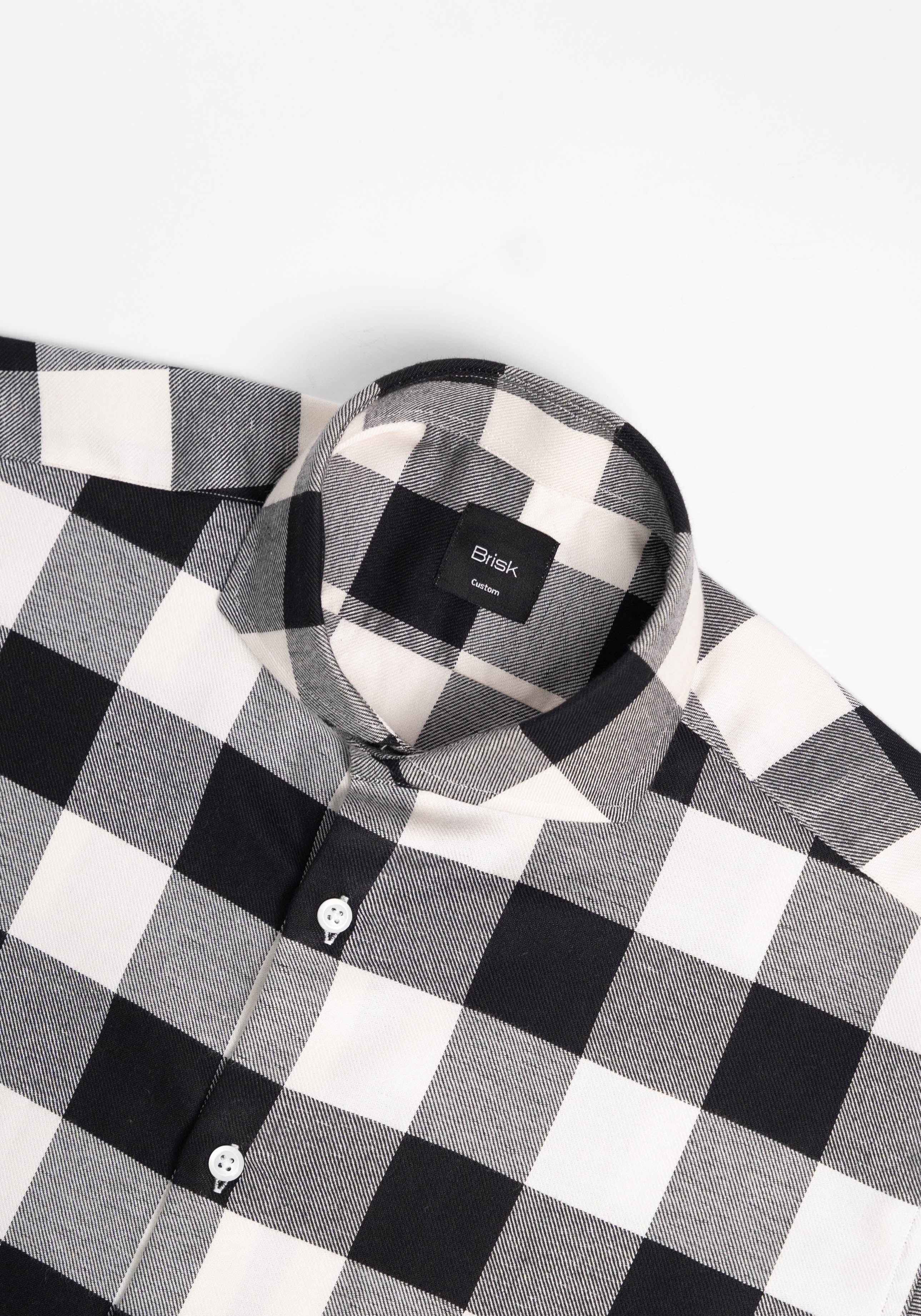 Soft Black Bold Boxes Flannel Shirt - Image 4