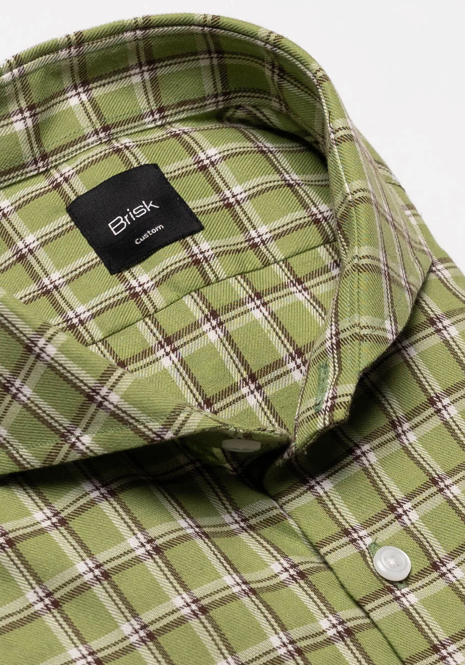 Soft Brushed Olive Green Tartan Shirt - Image 3