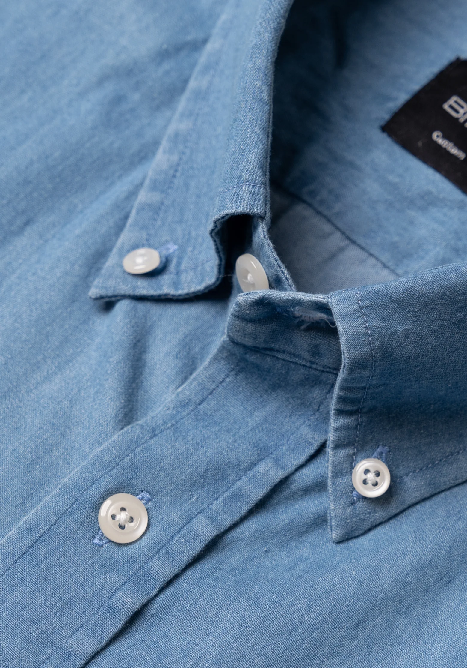 Summer Denim Light Wash - Half Sleeves Down Button Collar - Image 3