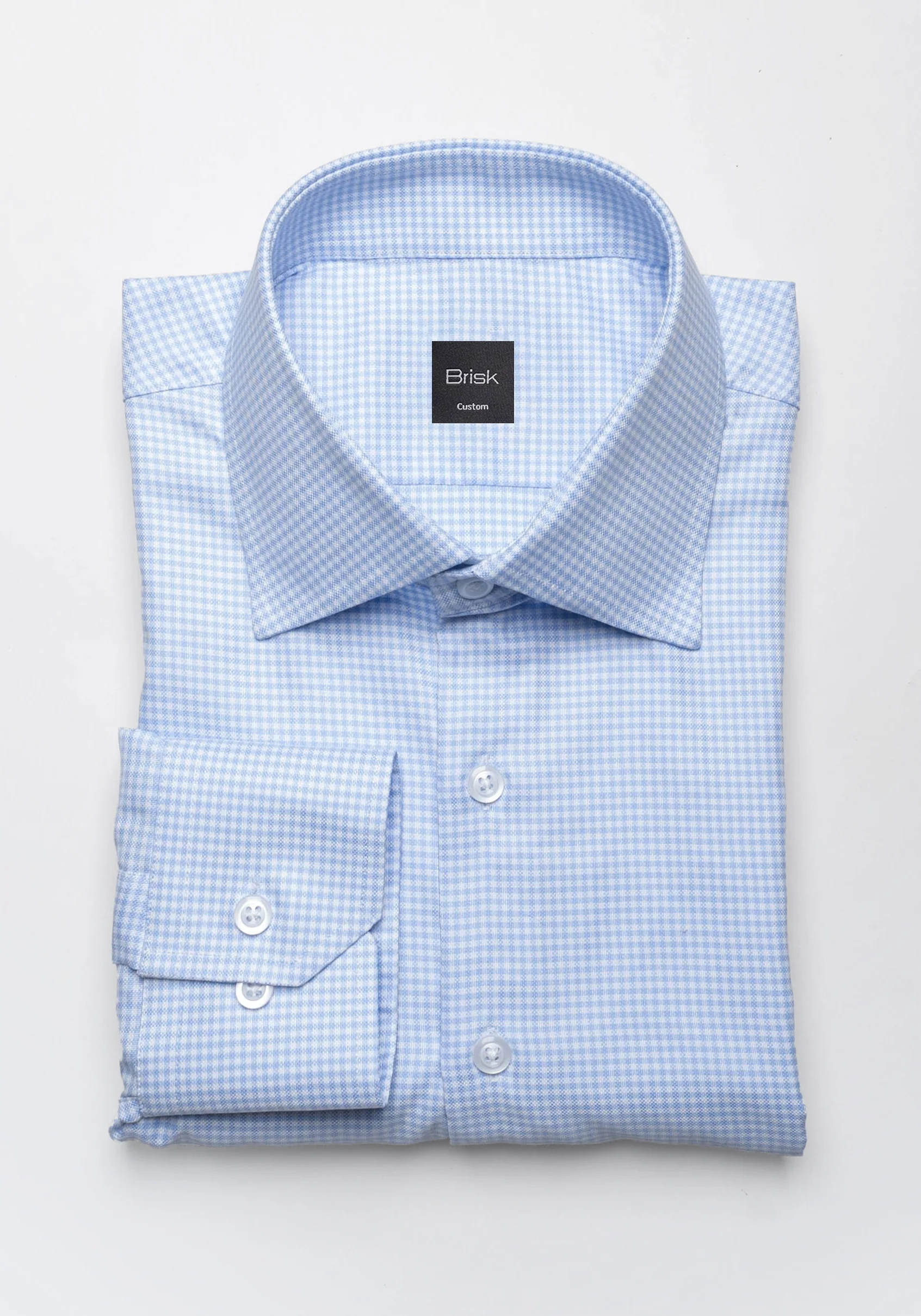 Summer Fine Sky Blue Gingham Shirt - Wrinkle Free