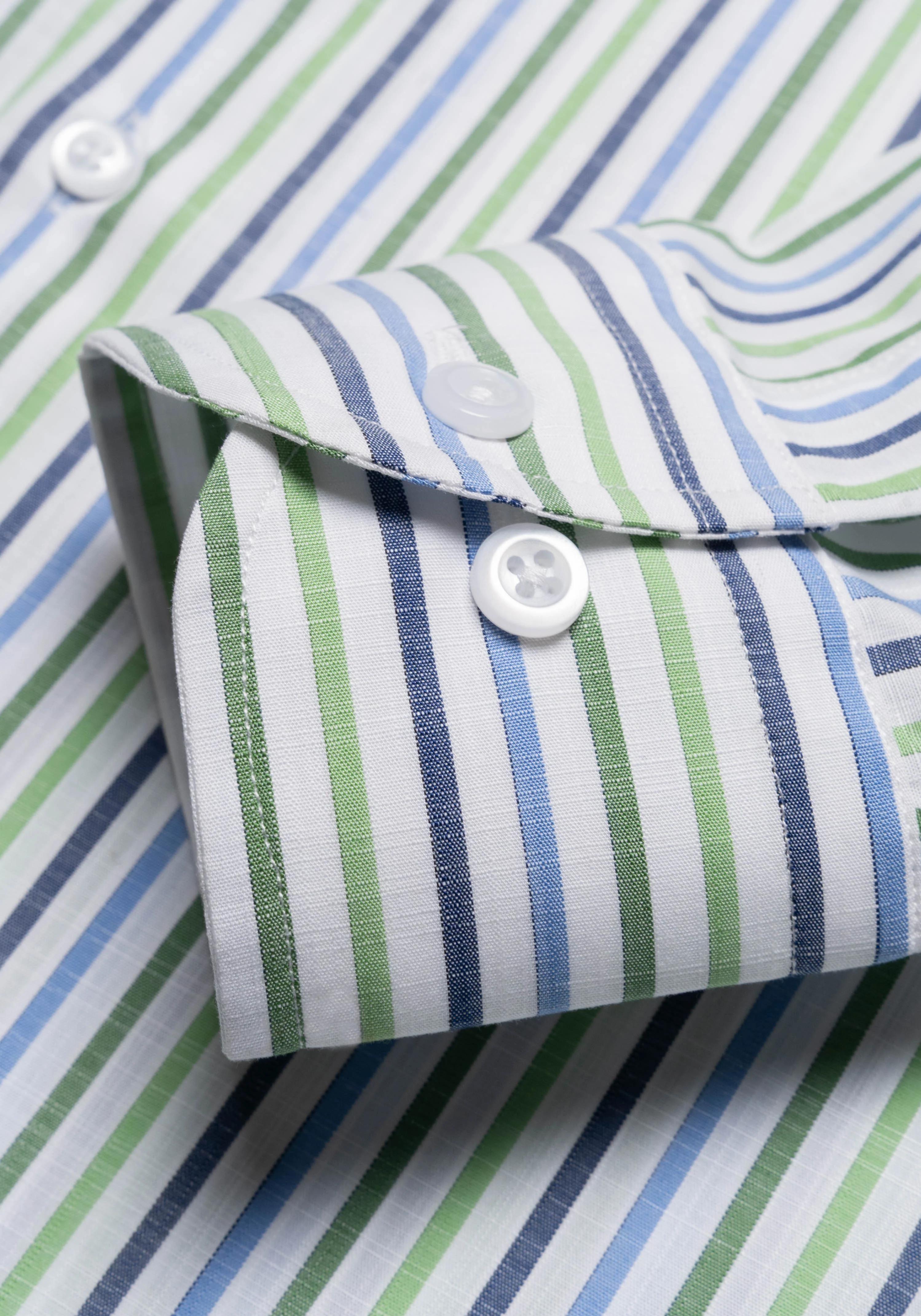 Summer Green Blue Slub Stripes Shirt - Image 4