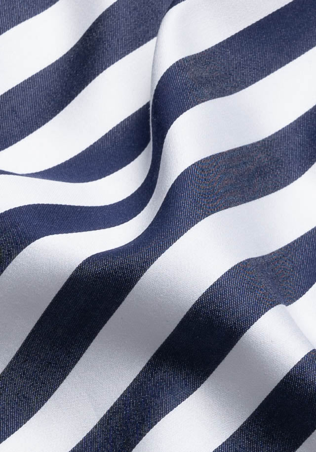 Super Fine 70's Navy Blue Bold Stripes - Wrinkle Resistant Unused Sample - Image 2