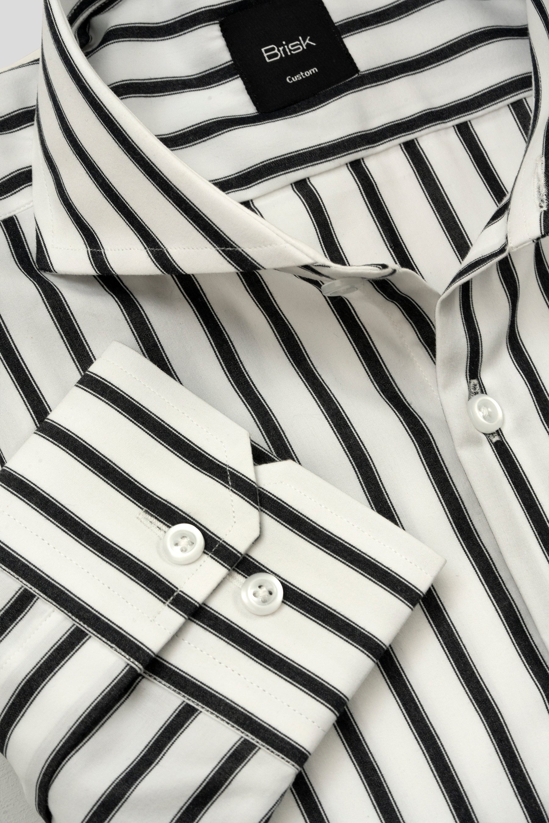 White and Black Bold Striped Wrinkle-Resistant Shirt
