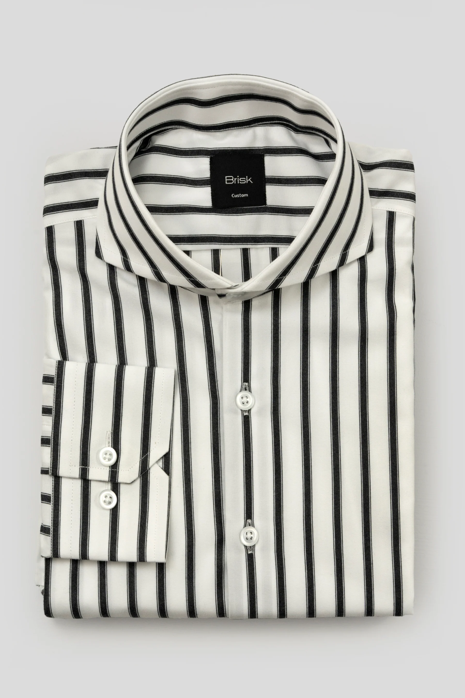 White and Black Bold Striped Wrinkle-Resistant Shirt - Image 3