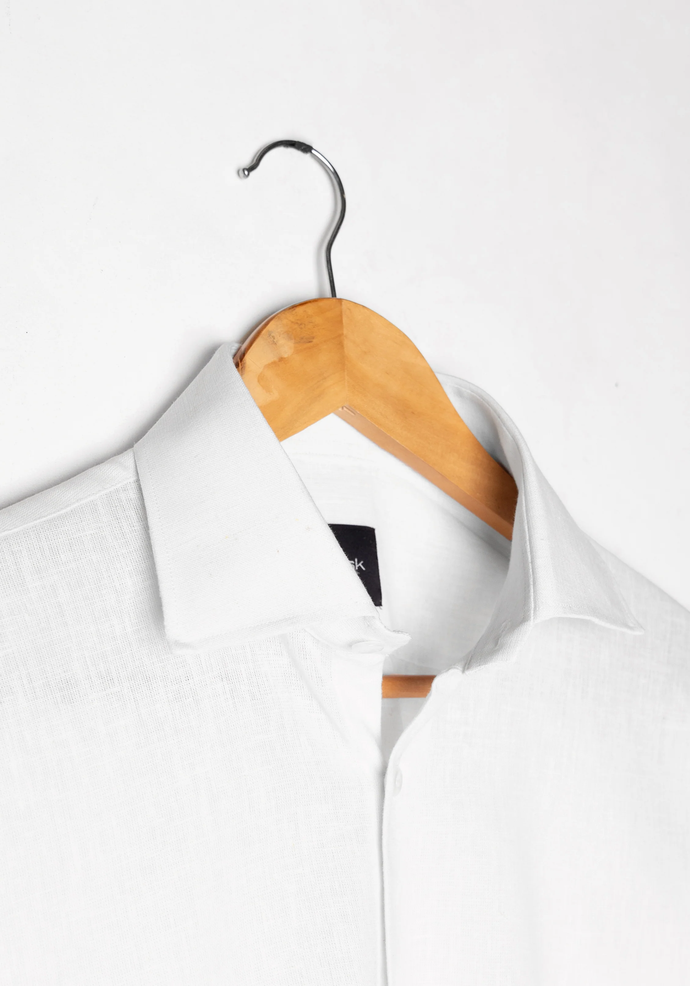 White Cotton-Linen Shirt - Cutaway Classic Collar - Image 3