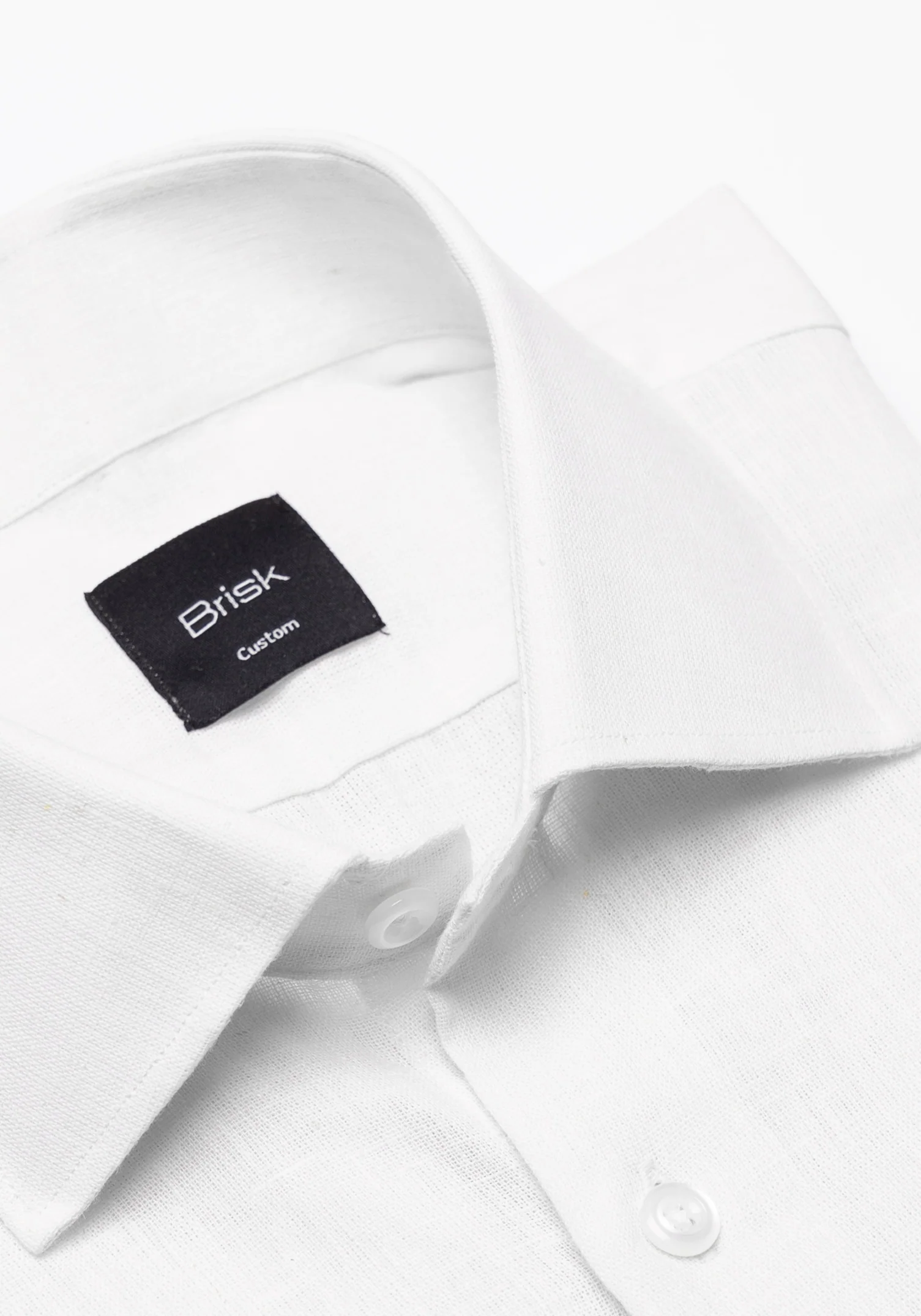 White Cotton-Linen Shirt - Cutaway Classic Collar - Image 4