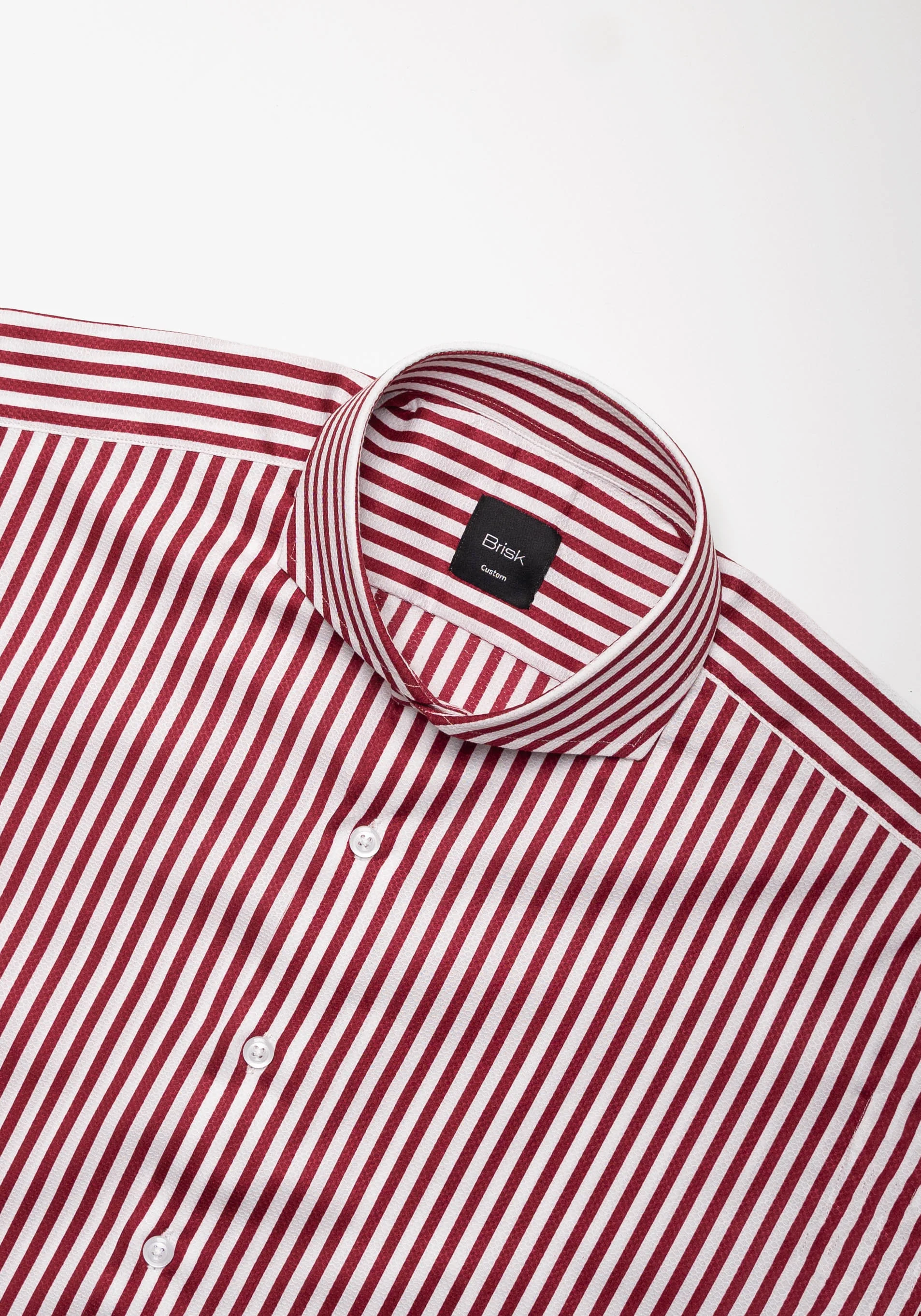 Wine Dobby Bengal Stripes Shirt Unused Sample - Image 3