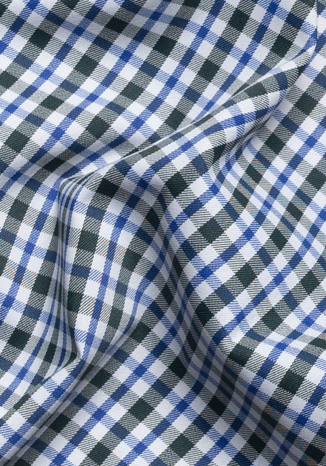 Wrinkle Free Green Blue Checkered Performance Stretch - Image 3