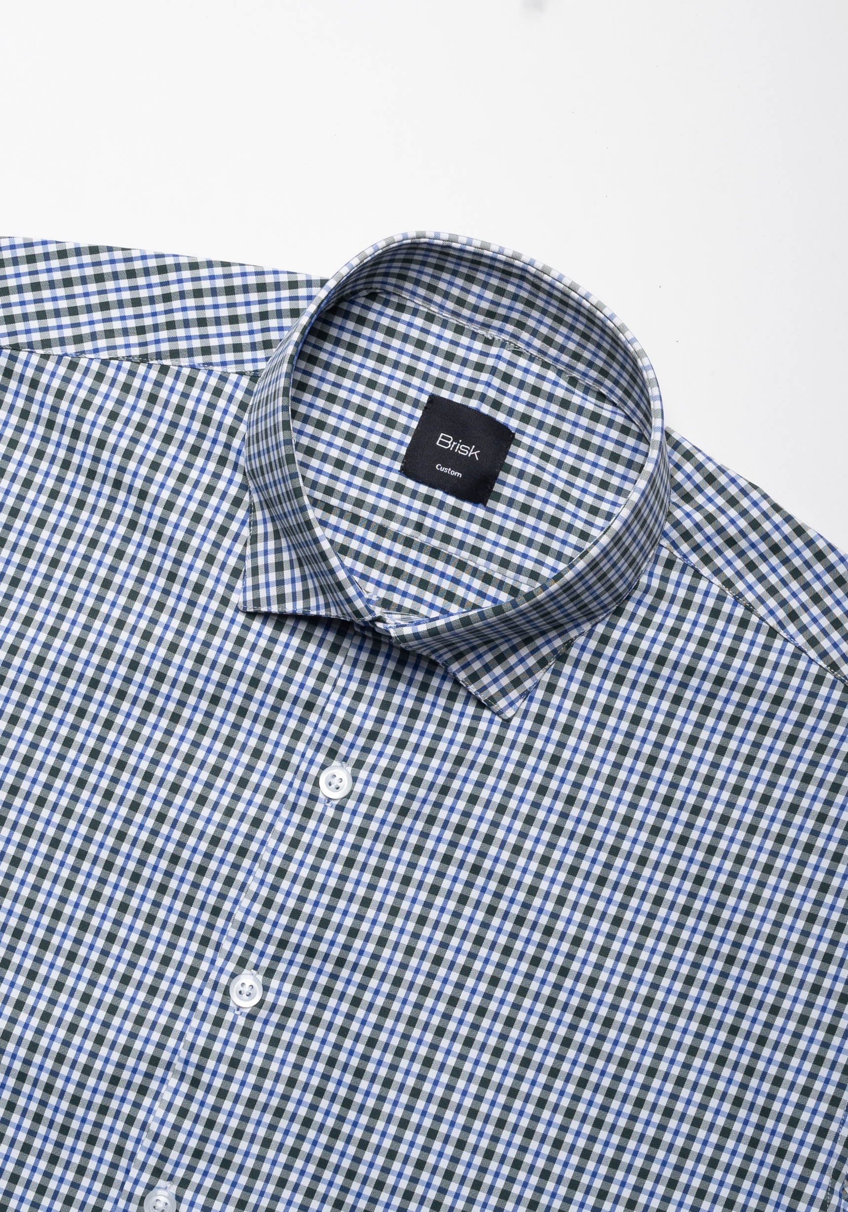 Wrinkle Free Green Blue Checkered Performance Stretch Shirt - Image 3