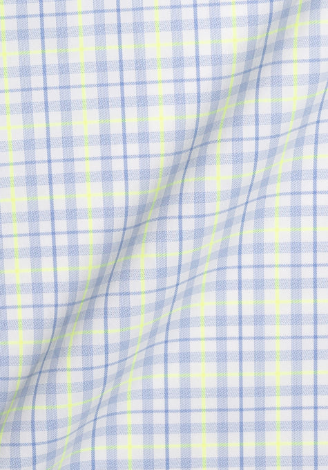 Wrinkle-Free Neon Green & Blue Tartan Performance Stretch Shirt - Image 6