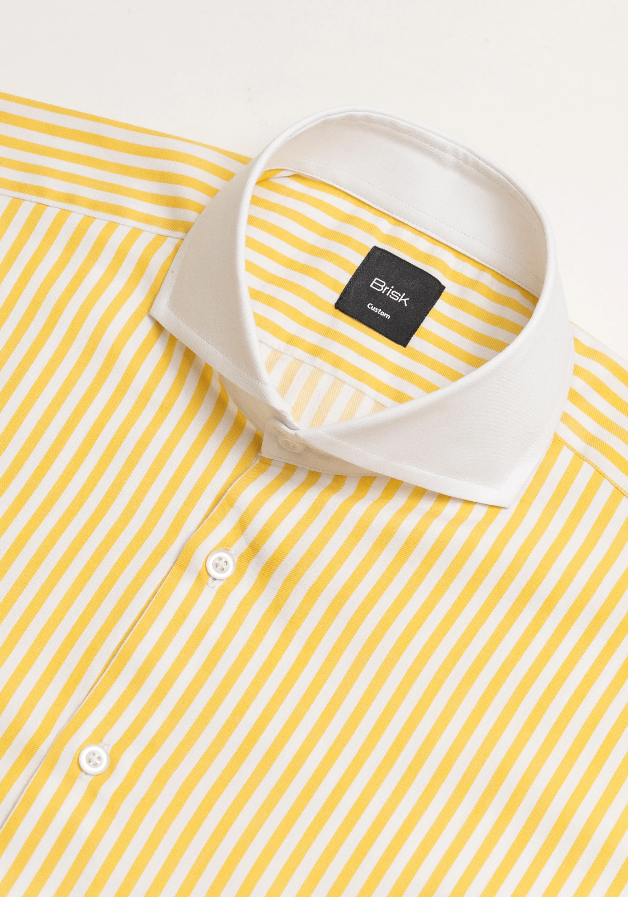 Yellow Bengal Stripes Pima Cotton Shirt - White Cutaway Extreme Collar & French Cuffs - Image 2