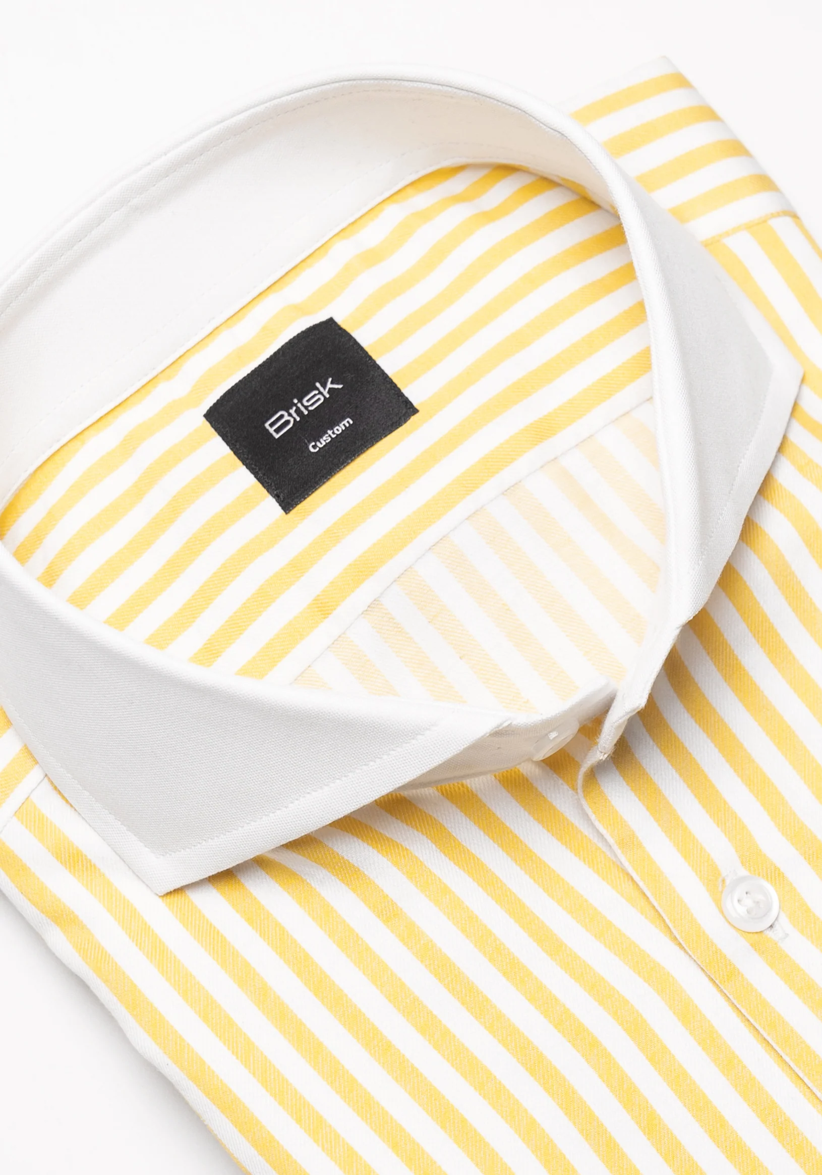 Yellow Bengal Stripes Pima Cotton Shirt - White Cutaway Extreme Collar & French Cuffs - Image 3