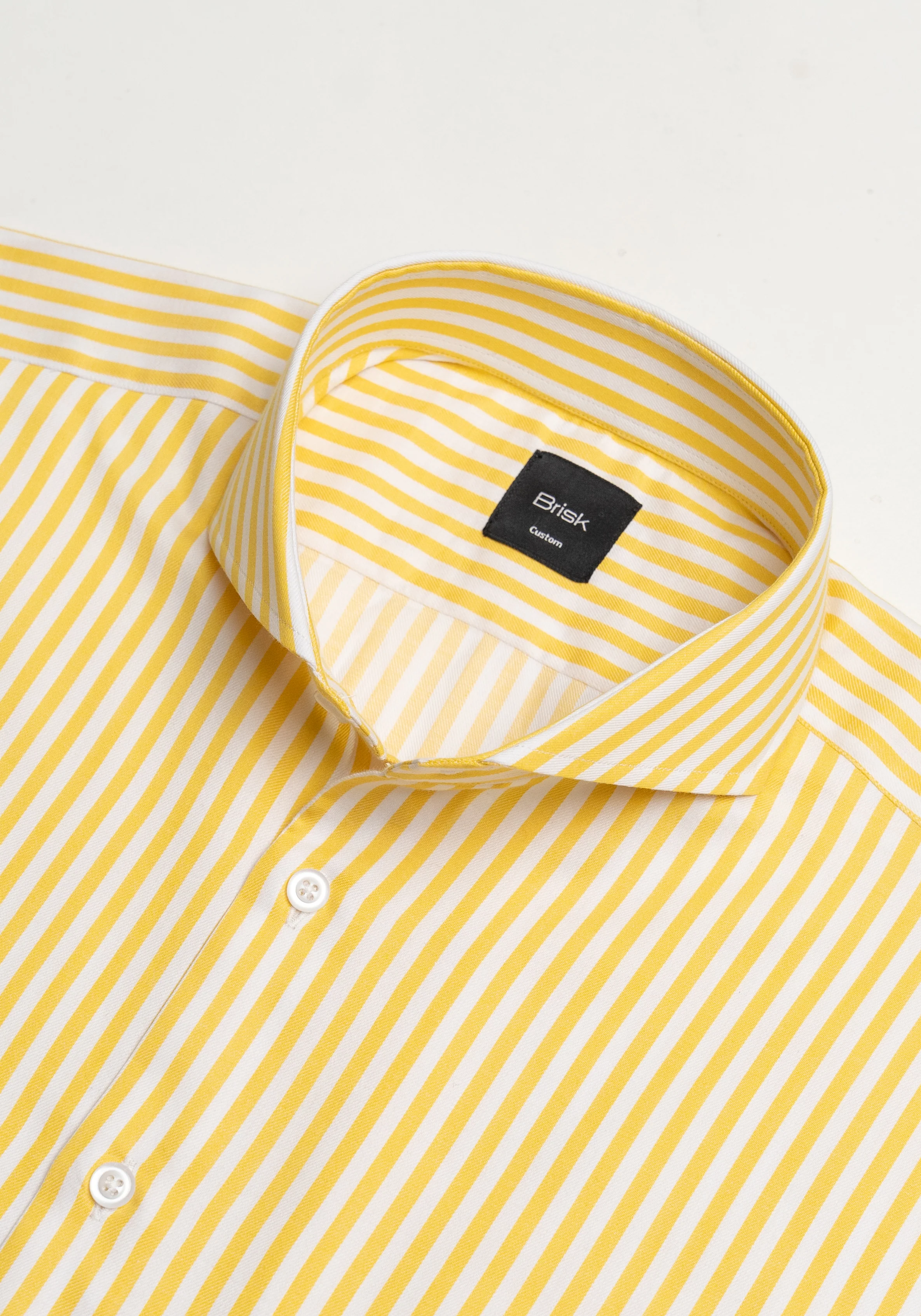 Yellow Bengal Stripes Pima Cotton Shirt - Cutaway Extreme Collar - Image 3