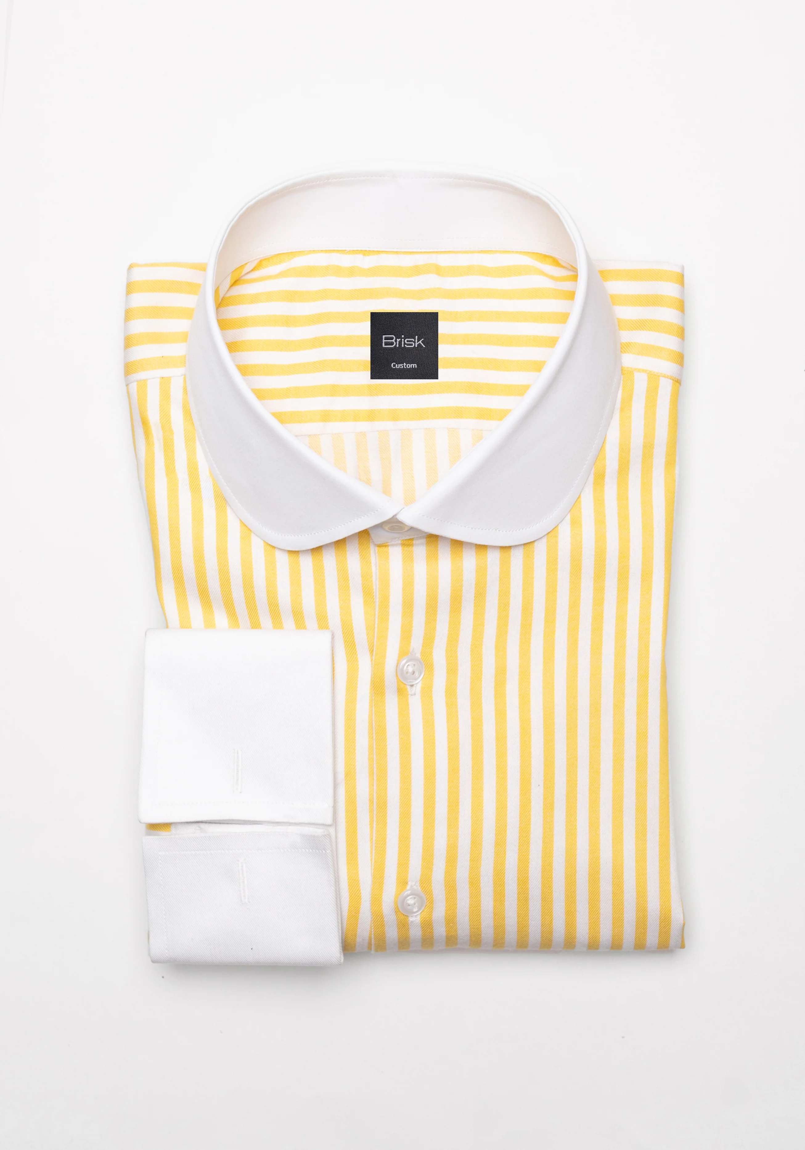Yellow Bengal Stripes Pima Cotton Shirt - White Club Collar & French Cuffs