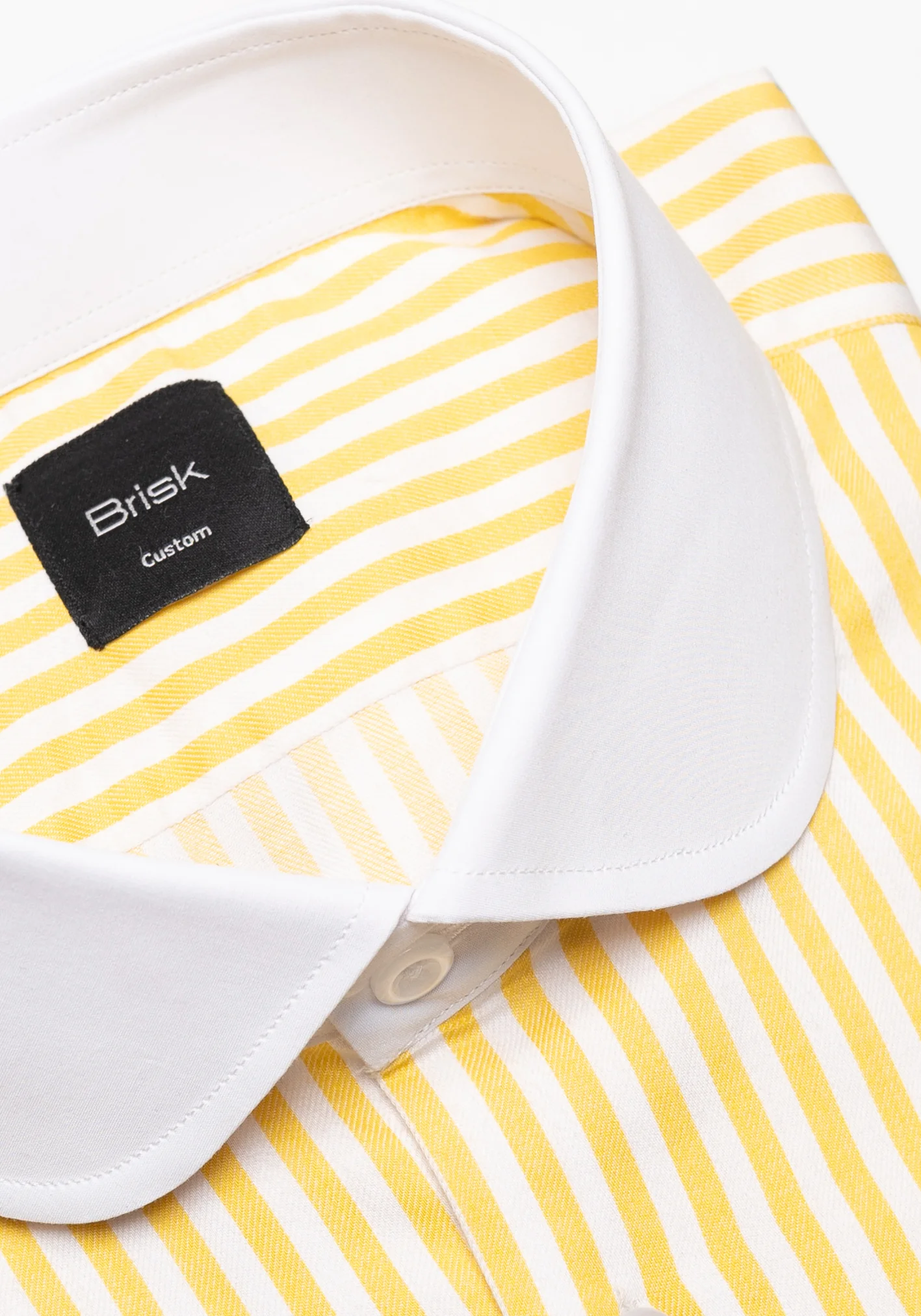 Yellow Bengal Stripes Pima Cotton Shirt - White Club Collar & French Cuffs - Image 2