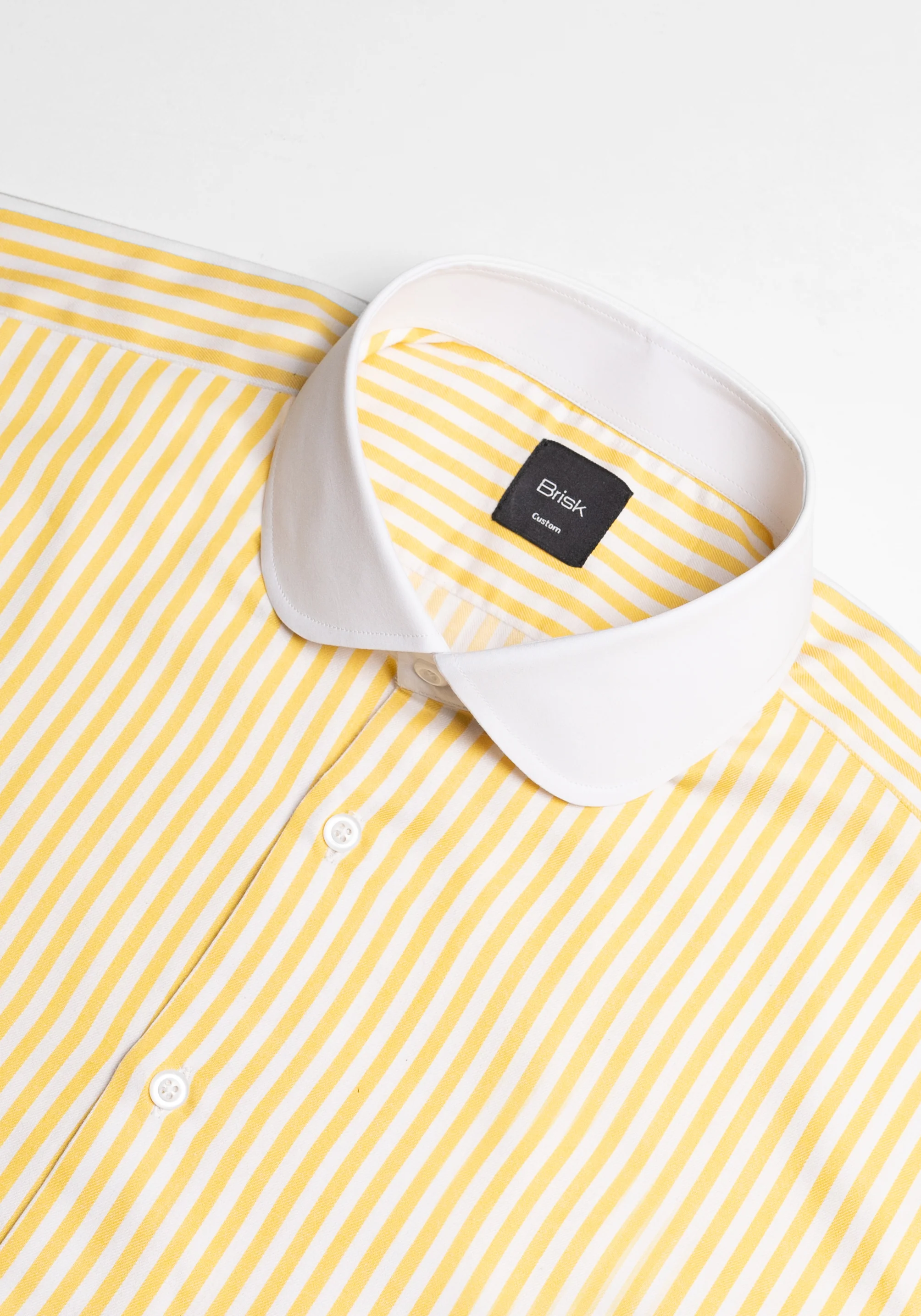Yellow Bengal Stripes Pima Cotton Shirt - White Club Collar & French Cuffs - Image 3