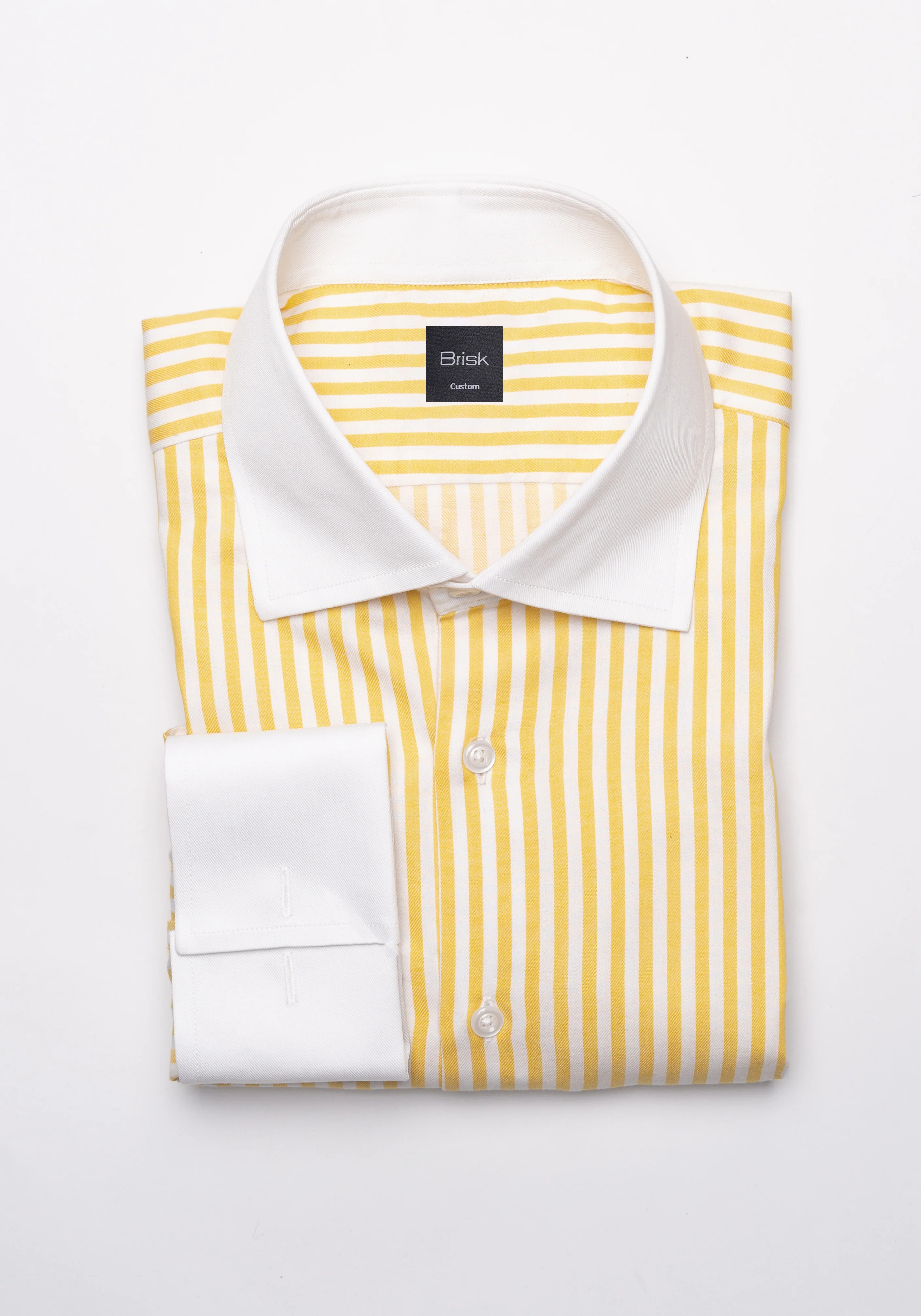 Yellow Bengal Stripes Pima Cotton Shirt - White Cutaway Classic Collar & French Cuffs