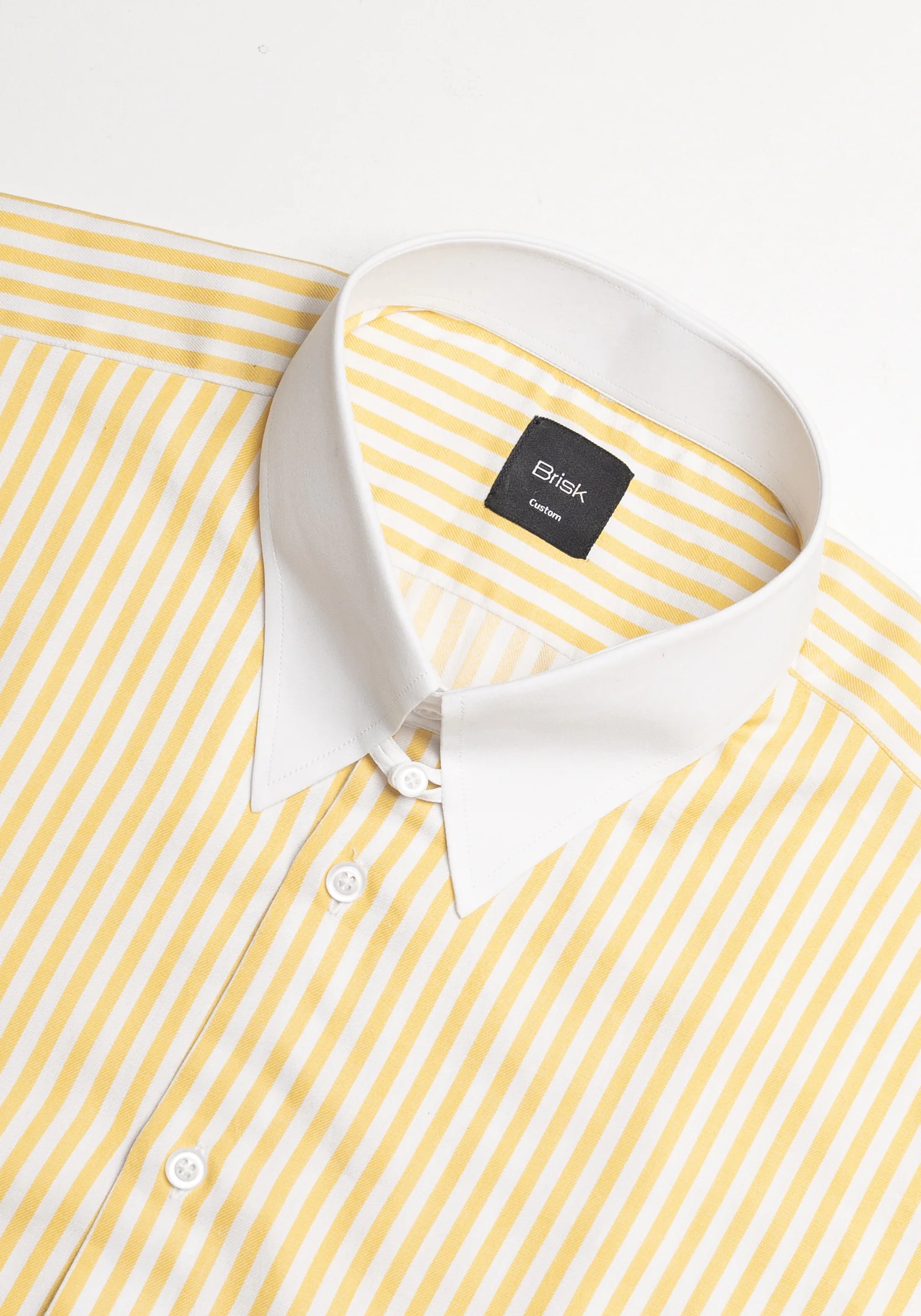 Yellow Bengal Stripes Pima Cotton Shirt - White Tab Collar & French Cuffs - Image 3