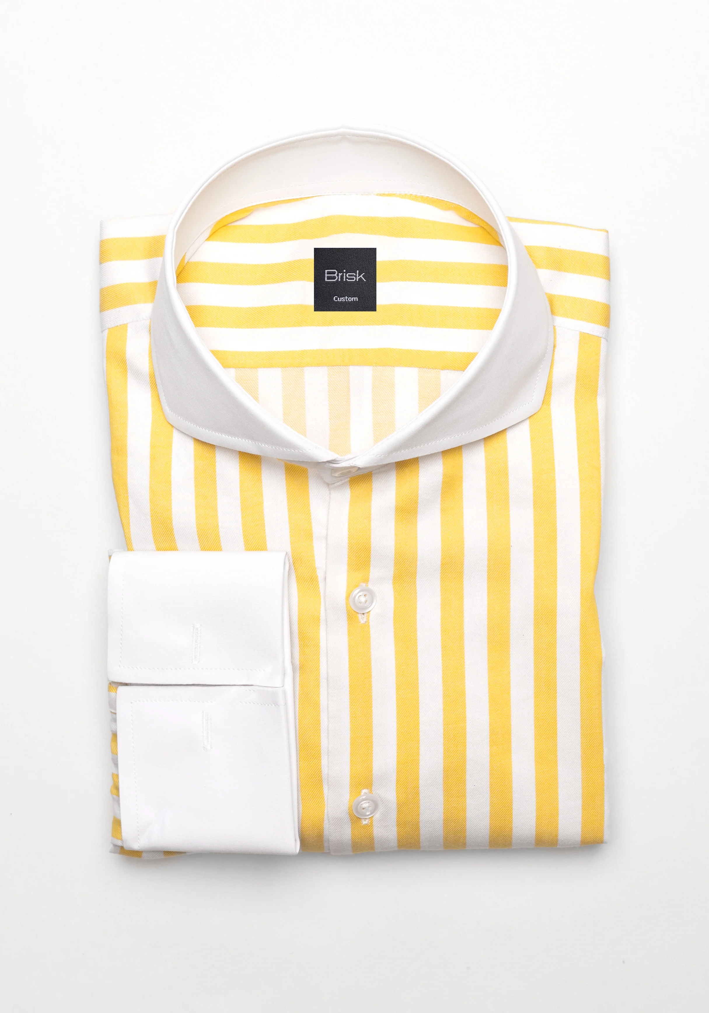 Yellow Bold Stripes Pima Cotton Shirt - White Cutaway Extreme Collar & French Cuffs
