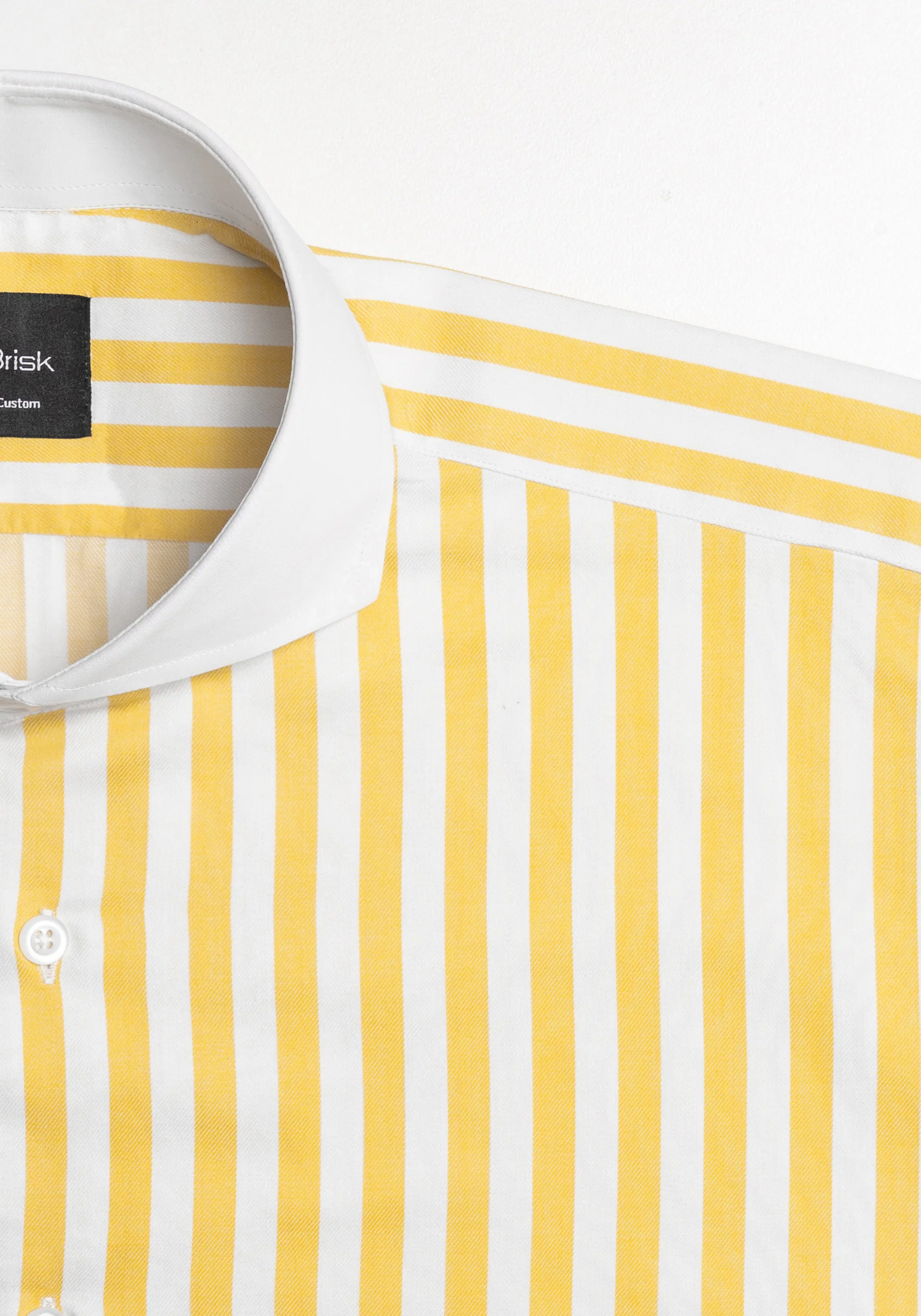 Yellow Bold Stripes Pima Cotton Shirt - White Cutaway Extreme Collar & French Cuffs - Image 2