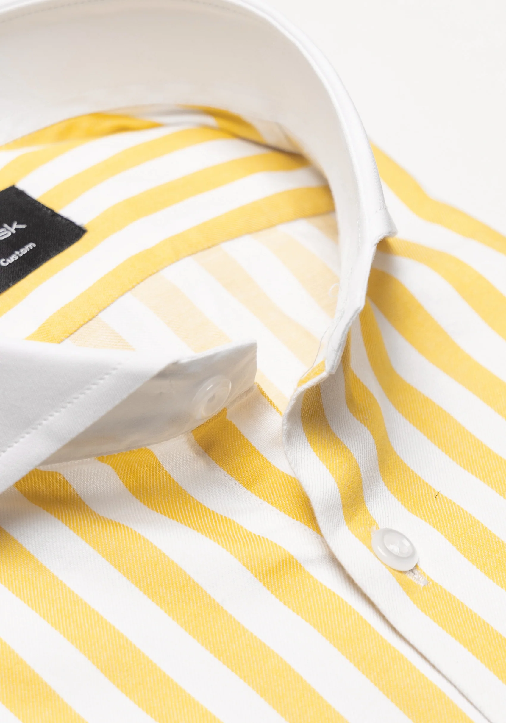 Yellow Bold Stripes Pima Cotton Shirt - White Cutaway Extreme Collar & French Cuffs - Image 3